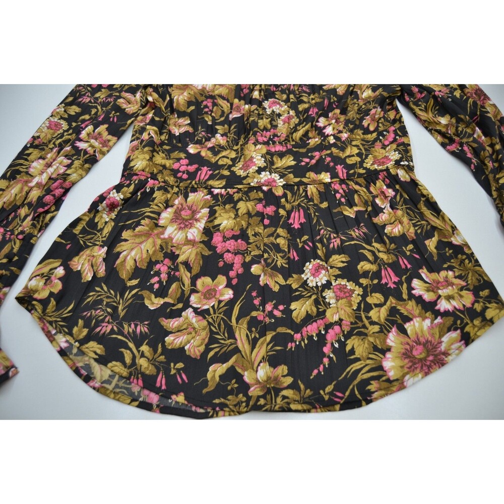 NWT Anthropologie Tunic Top Blouse Shirt Size M Deep-V Floral Long Sleeve Boho - Picture 7 of 13